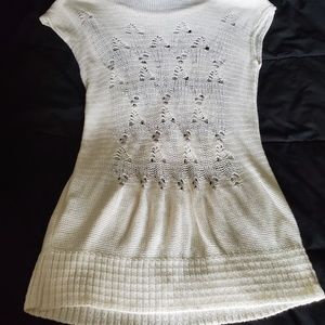 Bebe white short sleeve knit long top or short dress